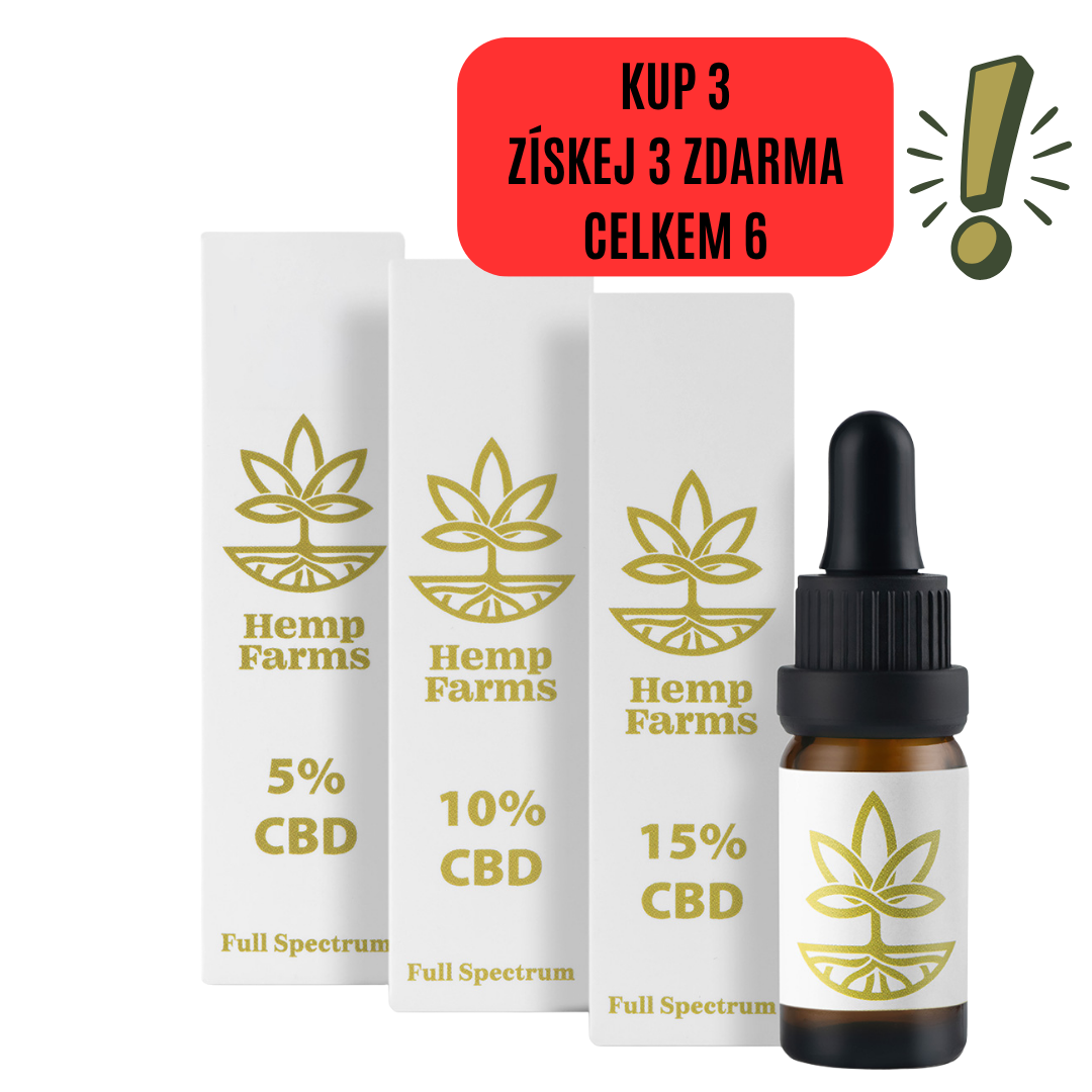 Olej CBD Hemp Farms Combo 5%+10%+15% 30ml. Full Spectrum Spring Promo