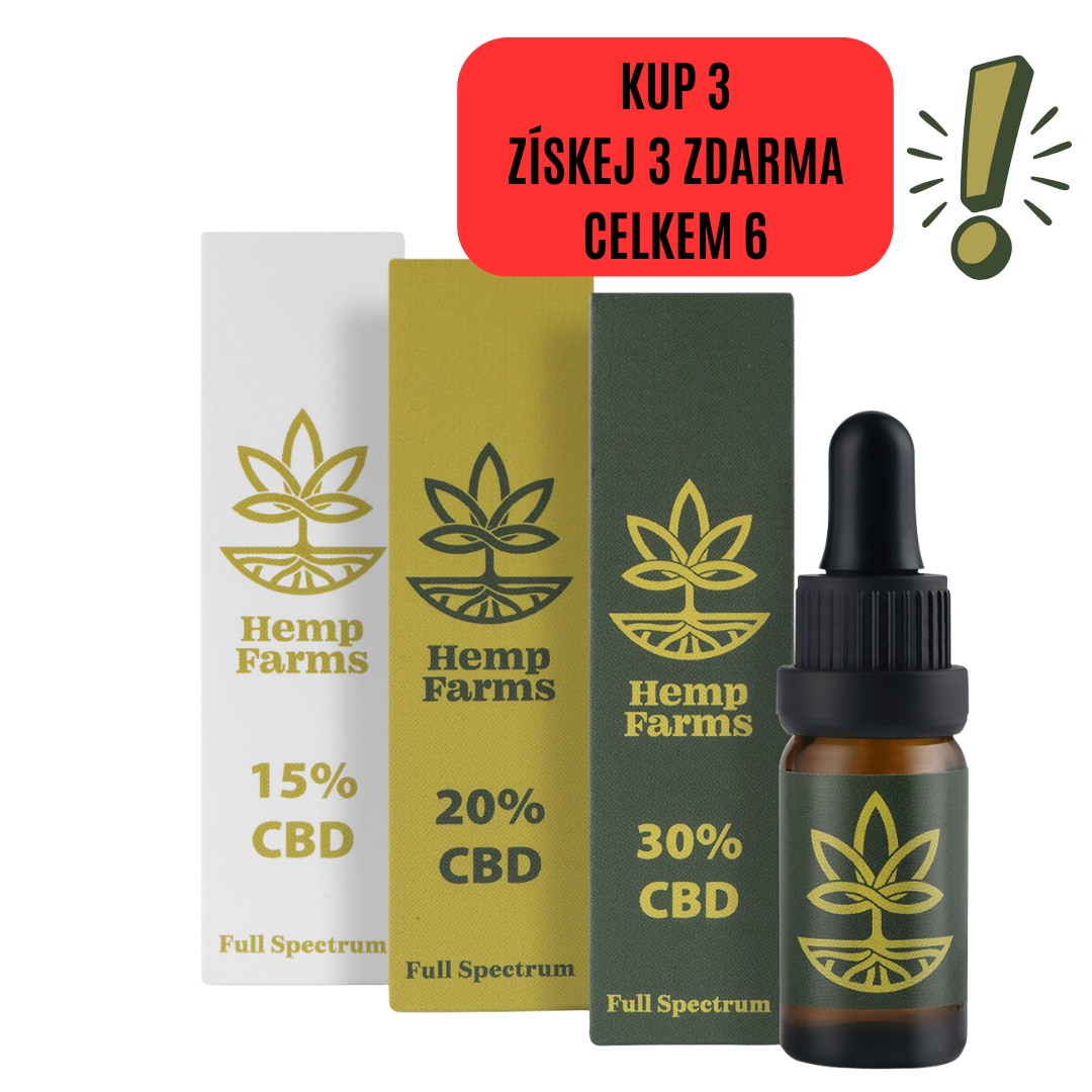 Olej CBD Hemp Farms Combo 15%+20%+30% 30ml. Full Spectrum Spring Promo