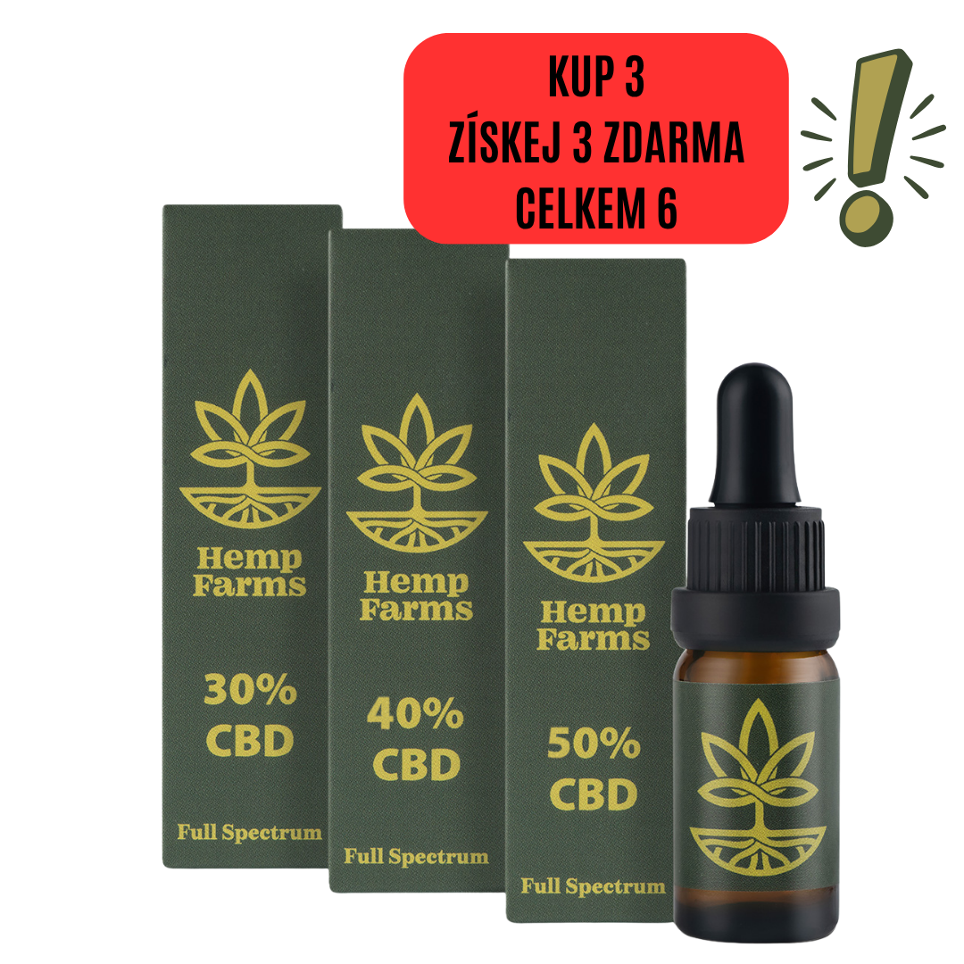 Olej CBD Hemp Farms Combo 30%+40%+50% 30ml. Full Spectrum Spring Promo